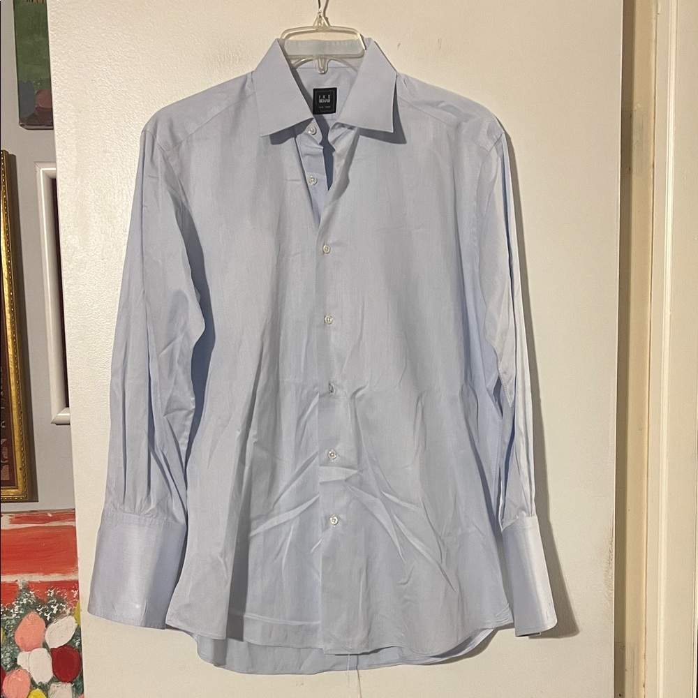 Ike Behar mens pale blue 100% cotton shirt. French cuffs for cuff links